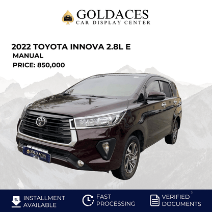 2022 TOYOTA INNOVA 2.8L E DIESEL MANUAL TRANSMISSION Gold Aces Car Display Center